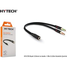 Vera Concept Store Hytech HY-X78 Siyah 3.5mm To Audio + Mic 0.15M Kulaklık Çevirici