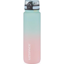 Vera Concept Store Uzspace 1000ML Çift Renkli Sızdırmaz Bpa Içermez Kilitlenebilir Kapaklı Motivasyonel Tritan Su Matarası (Su Yeşili-Pembe)