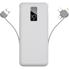 Vera Concept Store Beyaz Beyaz Hızlı LED Göstergeli Micro Lightning Type-C Kablolu Taşınabilir Powerbank 10000MAH Zore Pw-05 ile Uyumlu