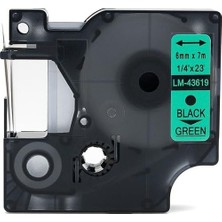 Vera Concept Store Puun Dymo D1 43619 6 mm x 7 mt Muadil Yeşil Etikete Siyah Yazı Şerit Etiket Kaseti