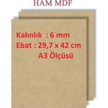 Vera Concept Store Mobilreyon - 3 Adet Duralit Ham Mdf 6 mm Kalınlık, A3 Ölçüsünde (29,7X42 Cm) Resim Altlığı