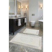 Vera Concept Store Pamukkent Süper Emici 2'LI%100 Pamuk Ultra Lüks Banyo Paspası Seti 60X100 cm ve 50X60 cm (Beyaz)