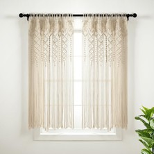 Vera Concept Store Boho Makrome Dokulu Pamuk Pencere Perdesi/oda Bölücü/kapı/duvar Dekoru, 160 cm U x 101 cm G, Nötr