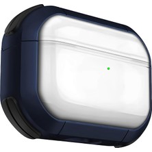 Vera Concept Store Airpods 3 Için Armor Serisi Darbelere Karşı Ultra Güçlü Koruma Fiber Karbon Arka Tasarım Airpods Kılıfı (Lacivert Şeffaf, Airpods 3 2021)
