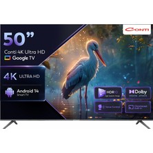 Vera Concept Store Conti 50” 4K Ultra Hd Google Tv (CT50GT300U), HDR10, Dolby Vision Atmos, Çerçevesiz (Frameless), Dahili Uydu Alıcı, Wi-Fi, Bluetooth, 3x Hdmı, Android