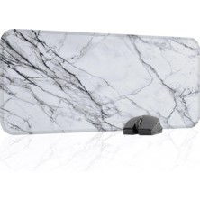 Vera Concept Store Beyaz Mermer Desenli Oyuncu Gaming Mouse Pad Kauçuk Kaymaz Taban Mousepad (V3, 70X30 Xl)