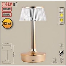 Vera Concept Store Cata Rio Şarjlı Masa Lambası CT-8434 Tek Anahtarla 3 Renk