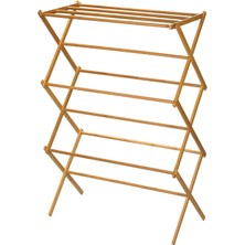 Vera Concept Store Household Essentials Bambu Katlanır Elbise Kurutma Rafı, Lüks Çamaşır Rafı, 11 Dübelli, Çevre Dostu, Sağlam Çerçeve, Düz Kurutma Rafı