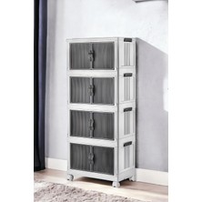 Vera Concept Store Mayaglory 4'lü Modüler Organizer Dolap Seti - Tekerlekli ve Çok Amaçlı Saklama Çözümü, 127X54X32CM