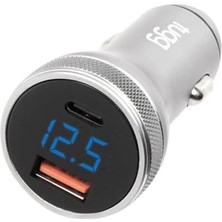 Vera Concept Store 38W Çift Girişli Araç Şarj Cihazı | Usb-A + Type-C Pd Hızlı Şarj | 12V/24V Araç Uyumu, LED Voltaj Göstergesi, Alman Teknolojisi, Metal Gövde – Gri 104