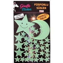 Vera Concept Store Karanlıkta Parlayan Fosforlu Ay ve Yıldız Tasarımlı Dekoratif Sticker (36 Adet Ay Yıldız)