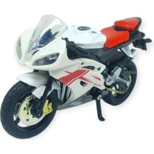 1:18 Ölçekli Model Standlı Motosiklet - Beyaz-Kırmızı (Lisinya)