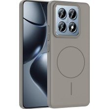 Vera Concept Store Xiaomi Için Uyumlu 14T Pro Kılıf M-Safe Şarj Özellikli Zore Ruby Sert Kapak Gri