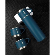 Vera Concept Store Kamp Termosu - Termos Seti - 500 ml - 3 Adet Bardak Mavi