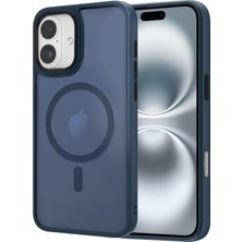 Vera Concept Store Phone 16 Için Telefon Kılıfı Magsafe ile Uyumlu Kamera Korumalı Mat Şeffaf Görünümlü Telefon Kılıfı (Lacivert)