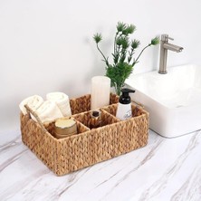 Vera Concept Store El Yapımı Doğal Hasır Dikdörtgen Çok Amaçlı 4 Bölmeli Dolap Düzenleyici (43X30X13CM)