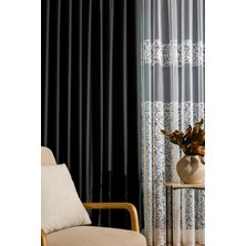Vera Concept Store Siyah Karartma Blackout Ekstraforlu Pilesiz Düz Dikim Fon Perde V47 Lntblackdz, 200 x 250