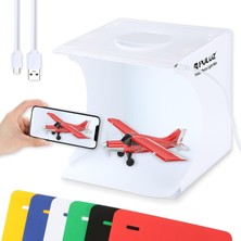 Vera Concept Store Puluz Mini Fotoğraf Stüdyosu Kutusu 20 cm Taşınabilir Işık Çadır Fotoğrafçılık Işık Çadır Beyaz Katlanabilir 20 LED Işıkları+6 Arka Için Ürün Ekran
