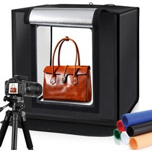 Vera Concept Store Puluz Fotoğraf Işık Kutusu Taşınabilir Fotoğraf Stüdyosu Çekim Çadırı Katlanabilir Masa Üstü Mini LED Aydınlatma Entegre LED Ampuller ve 6 Renkli Arka