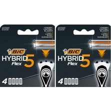 Vera Concept Store Hybrid 5 Flex 4'lü Yedek Tıraş Bıçağı Kartuşu (5 Bıçak), 5 Nano Teknolojik Titanyum Bıçak, E Vitamini ile Zenginleştirilmiş Geniş Kayganlaştırıcı Bant