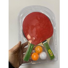 Vera Concept Store Masa Tenisi Raket Seti, 2 Raket ve 3 Top, Ahşap Saplı, Kırmızı Lastikli