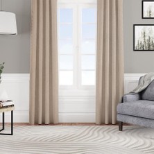 Vera Concept Store Kadife Dokulu Fon Perde Pilesiz Tek Kanat Bej
