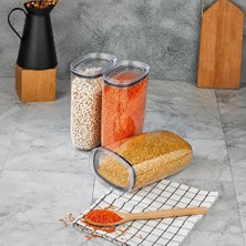 Vera Concept Store 3'lü Set Sızdırmaz Vakum Kapaklı Oval Kristal Erzak Saklama Kabı, Mutfak Için Kuru Gıda ve Bakliyat Düzenleyici, 3 x 1300 ml (Beyaz)