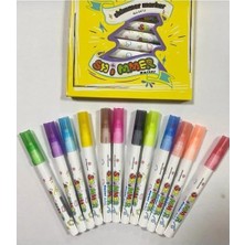 Vera Concept Store Shimmer Marker Simli Işaretleyici Kalem Seti, 12 Renk | Parlak Simli Yazı, 12 Farklı Renk, Çocuklar Için Uygun, Sanat ve Boyama, Renkli Kapaklı