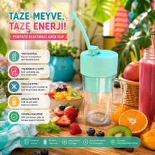 Vera Concept Store Spinx Portatif Elektrikli Smoothie Blender Detoks ve Taze Meyve Sıkacağı Bardağı USB Şarjlı - Yeşil