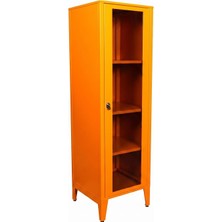 Vera Concept Store Ziglat 1550 Serisi Kilitli Metal Home Office Dolabı Cam Kapaklı Turuncu 450X1500X450 mm