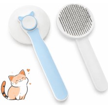 Vera Concept Store Kedi ve Köpek Tüy Toplama Tarak Mavi – Basmalı Kendini Temizleyen Evcil Hayvan Bakım Fırçası, Çelik Iğneli, Ergonomik Saplı, Dökülme Karşıtı, Tüm Tüy