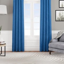 Vera Concept Store Kadife Dokulu Fon Perde Pilesiz Tek Kanat Acık Mavi