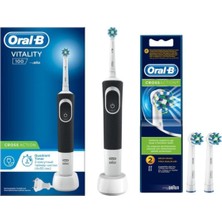 Vera Concept Store Vitality D100 Siyah Cross Action Elektrikli Diş Fırçası+Yedek Başlık Cross Action 2'li