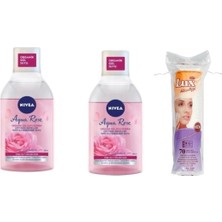 Vera Concept Store Aqua Rose Gül Suyu Içeren Çift Fazlı Makyaj Temizleme Suyu 400 ml X2 Lux Pamuk Hediyeli