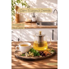Vera Concept Store JYDH-201 Isıya Dayanıklı 1100 ml Süzgeçli Borasilikat Cam Demlik Çay-Bitki Çayı Demliği