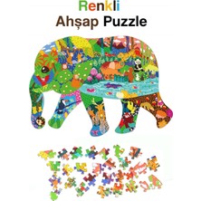 Vera Concept Store Notpa Ahşap Renkli Hayvanlar Serisi Fil Figürlü Puzzle 5 Yaş ve Yetişkinler Için Yapboz 40X30CM, 8692016026727