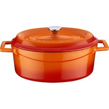 Vera Concept Store Cookware Trendy Dökme Demir Emaye Güveç Tenceresi/kızartma Tavası, Oval, 25 Cm, 3,19 L, Turuncu
