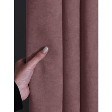 Vera Concept Store Kadife Dokulu Pileli Ada Fon Perde, 200 x 270 Cm, Açık Pembe