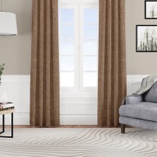 Vera Concept Store Kadife Dokulu Fon Perde Pilesiz Tek Kanat Camel
