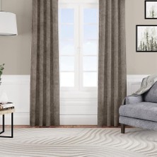Vera Concept Store Kadife Dokulu Fon Perde Pilesiz Tek Kanat Açık Kahve