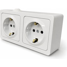 Vera Concept Store Ne-Ad Sıvaüstü Ikili Topraklı Priz - 2p+N 16A 220V, Topraklama Kontaklı, Dayanıklı Abs Gövde, Ev ve Atölye Kullanımına Uygun Kombine Priz, 14X7X4,4 cm