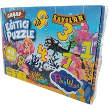 Vera Concept Store Play Wood Sayılar Eğitici Ahşap Puzzle, 48 Parça, 3-6 Yaş
