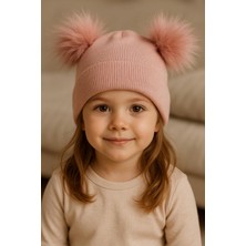 Vera Concept Store Myzi Store Çocuk Bebek Çift Ponponlu Kışlık Triko Bere – Kız Çocuk Şapka (1-7 Yaş)