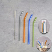 Vera Concept Store Renkli Cam Pipet Seti Kıvrık