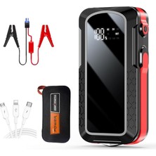 Vera Concept Store Çok Fonksiyonlu Araç Akü Takviye Cihazı Taşınabilir Powerbank LED Aydınlatma Dijital Göstergeli 6000MAH 22.2WH 5V-2A USB Çıkışlı Acil Durum Araç Takvi