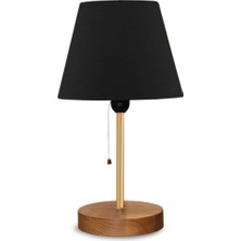Vera Concept Store Bohhem North Home Ahşap Ayaklı Abajur Kumaş Başlık Siyah