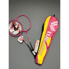 Vera Concept Store 112 Profesyonel Badminton Raketi Seti, 2 Adet Raket, 3 Adet Top, Deluxe Çanta, Siyah-Pembe