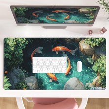 Vera Concept Store Oyun Sevimli Koi Balıkları Mouse Pad Xl - Büyük Fare Altlığı Masa Altlığı, Dikişli Kenarlar Fare Altlığı, 3 mm Kalın Uzun Kaymaz Kauçuk Tabanlı Fare P