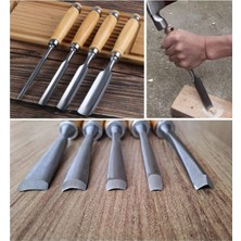 Vera Concept Store Ahşap Oyma Konik Iskarpela Bıçak Alet Seti Kaşık Kuksa Oval Oyma Yontma Torna Çakısı 5 Parçalı Set