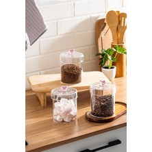 Vera Concept Store Hearts 3lü 750 ml Borosilikat Cam Kavanoz Seti Saklama Kabı Takımı 10X12 cm Şeffaf